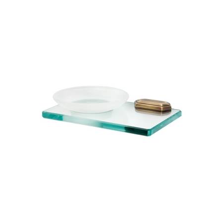 Alno Nicole Wall Mounted Frosted Glass Soap Dish with Brass Bracket and Glass Shelf Antique English Matte