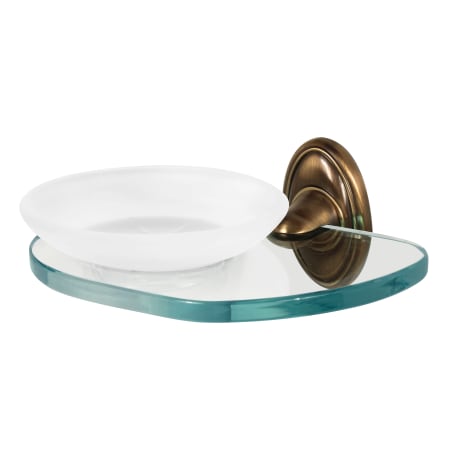 Alno Classic Traditional Wall Mounted Frosted Glass Soap Dish with Brass Bracket and Glass Shelf Antique English