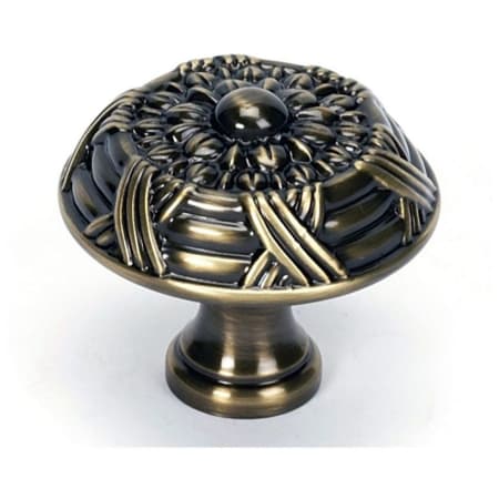 Alno Ribbon & Reed 1-1/2" Estate Style Embossed Ribbon Mushroom Solid Brass Cabinet Knob / Drawer Knob Antique English