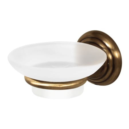 Alno Embassy 4-1/4" W Floating Frosted Glass Bathroom Soap Dish with Brass Bracket Antique English