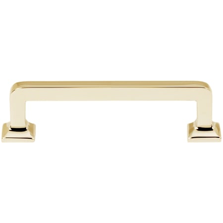 Alno Millennium 3-1/2" Center to Center Solid Brass Soft Square Cabinet Handle / Drawer Pull Polished Brass