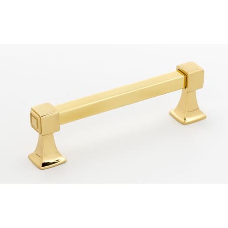 Alno Cube 4" Center to Center Modern Industrial Square Solid Brass Cabinet Handle / Drawer Pull Polished Brass