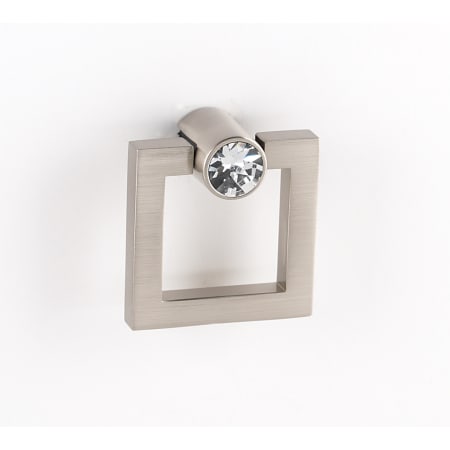 Alno Convertibles 1-1/2" Square Solid Brass Cabinet Drop Pull Ring with Swarovski Crystal - Luxury - Complete Set Satin Nickel