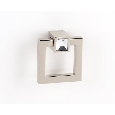 Alno 1-1/2 Inch Square Ring Cabinet Pull with Square Crystal Mount Polished Nickel