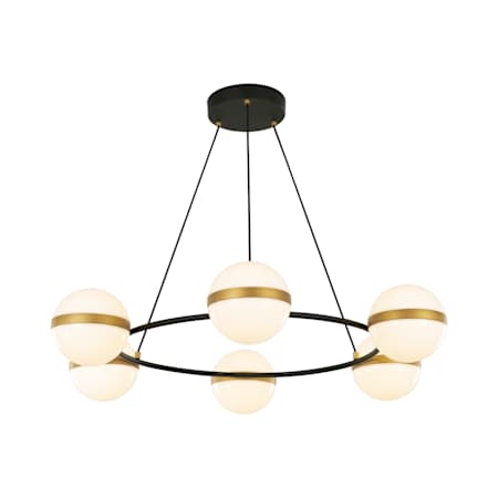 Alora Lighting Tagliato 35" Wide Ring Chandelier Matte Black / Brushed Gold
