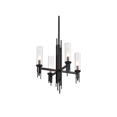 Alora Lighting Torres 2" Wide Chandelier Clear Ribbed Glass / Matte Black