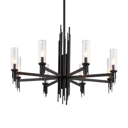 Alora Lighting Torres 2" Wide Chandelier Clear Ribbed Glass / Matte Black