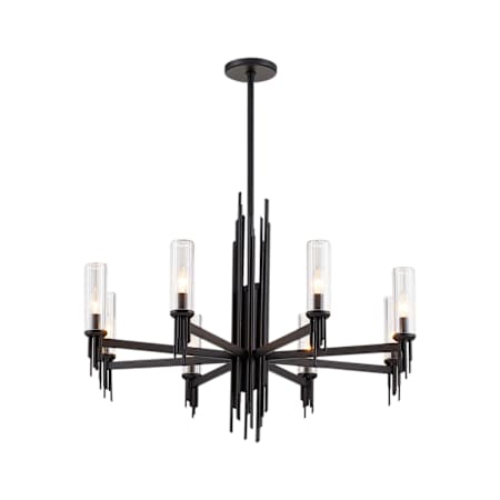 Alora Lighting Torres 2" Wide Chandelier Clear Ribbed Glass / Matte Black