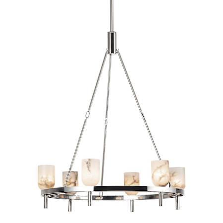 Alora Lighting Lucian 6 Light 32" Wide Ring Chandelier Polished Nickel / Alabaster