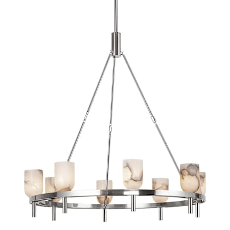 Alora Lighting Lucian 8 Light 37" Wide Ring Chandelier Polished Nickel / Alabaster