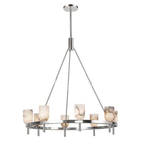 Alora Lighting Lucian 8 Light 37" Wide Ring Chandelier Polished Nickel / Alabaster