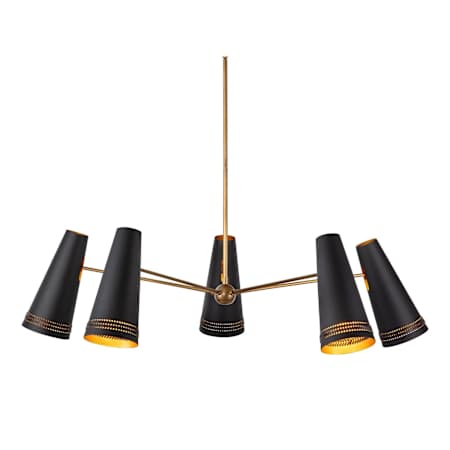 Alora Lighting Brickell 3 Light 45" Wide Chandelier Matte Black / Hazelnut Leather