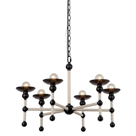 Alora Lighting Nadine 4 Light 25" Wide Chandelier Matte Black / Natural Cotton