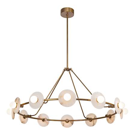 Alora Lighting Dahlia 47" Wide LED Ring Chandelier Vintage Brass / Alabaster