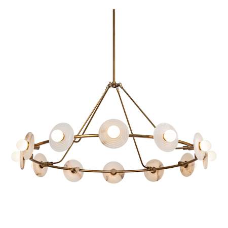 Alora Lighting Dahlia 47" Wide LED Ring Chandelier Vintage Brass / Alabaster