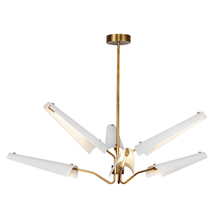 Alora Lighting Osorio 46" Wide 6 Light LED Chandelier Matte White / Vintage Brass