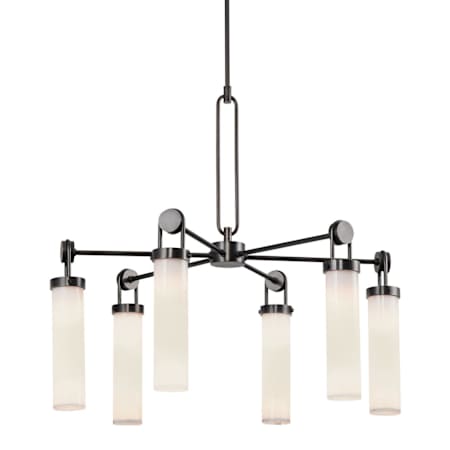 Alora Lighting Wynwood 6 Light 32" Wide Chandelier Urban Bronze / Glossy Opal Glass