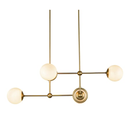 Alora Lighting Fiore 4 Light 42" Wide Linear Chandelier Brushed Gold / Glossy Opal Glass