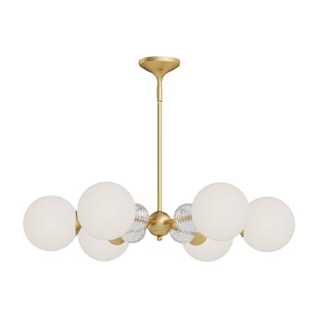 Alora Lighting Celia 6 Light 28" Wide Sputnik Chandelier Brushed Gold / Opal Glass
