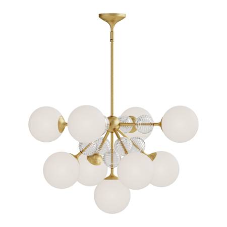 Alora Lighting Celia 8 Light 25" Wide Sputnik Chandelier Brushed Gold / Opal Glass