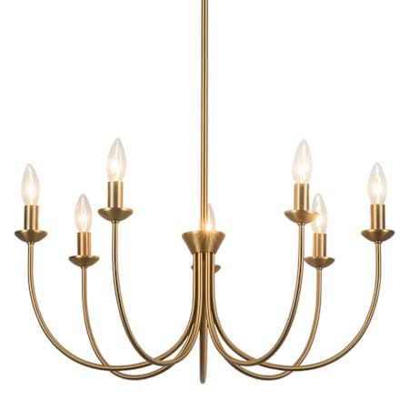 Alora Lighting Ember 7 Light 26" Wide Taper Candle Style Chandelier Brushed Gold