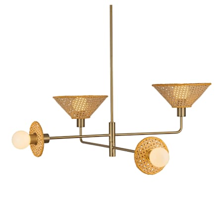 Alora Lighting Piper 4 Light 38" Wide Chandelier with Rattan Shades Brushed Gold
