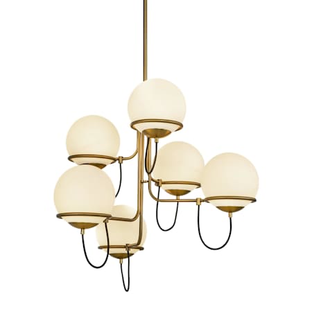 Alora Lighting Alba 6 Light 32" Wide Chandelier Aged Brass / Opal Glass