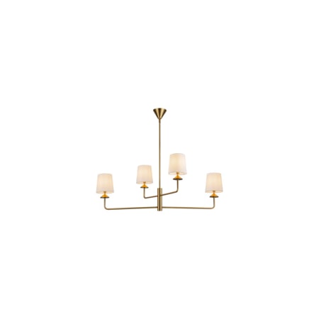 Alora Lighting Bridgette 4 Light 44" Wide Chandelier with Linen Shades Brushed Gold / White Linen