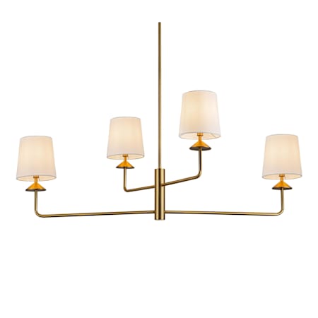 Alora Lighting Bridgette 4 Light 44" Wide Chandelier with Linen Shades Brushed Gold / White Linen