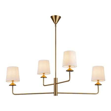 Alora Lighting Bridgette 4 Light 44" Wide Chandelier with Linen Shades Brushed Gold / White Linen