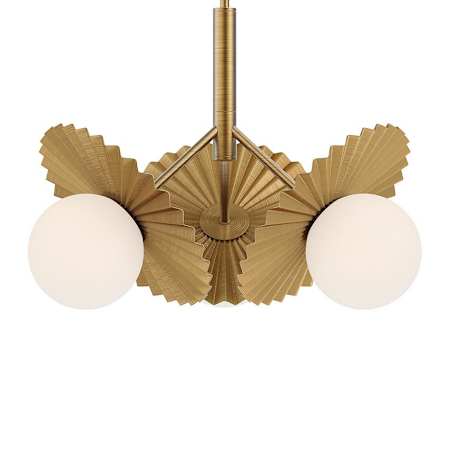 Alora Lighting Plume 2 Light 17" Wide Chandelier Brushed Gold / Opal Glass