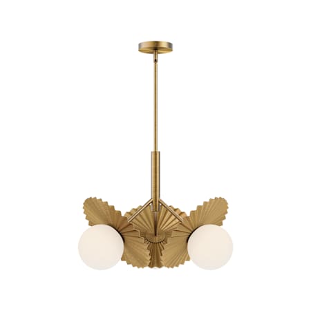 Alora Lighting Plume 2 Light 17" Wide Chandelier Brushed Gold / Opal Glass
