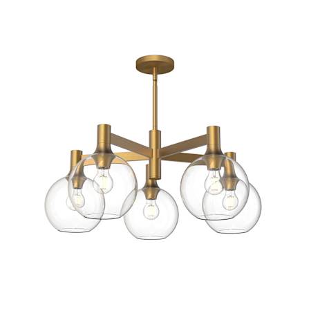 Alora Lighting Castilla 5 Light 30" Wide Chandelier with Clear Glass Shades Aged Gold