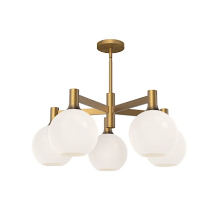Alora Lighting Castilla 5 Light 30" Wide Chandelier with Opal Glass Shades Aged Gold
