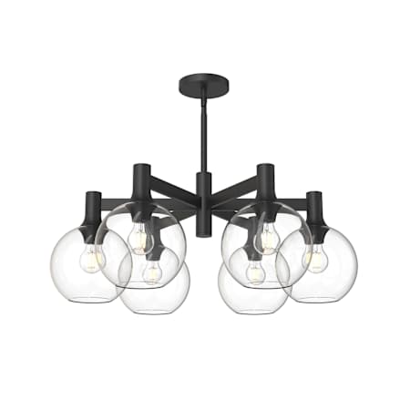 Alora Lighting Castilla 6 Light 30" Wide Chandelier with Clear Glass Shades Matte Black