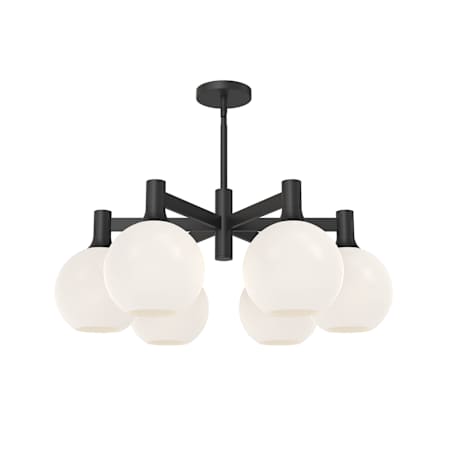 Alora Lighting Castilla 6 Light 30" Wide Chandelier with Opal Glass Shades Matte Black