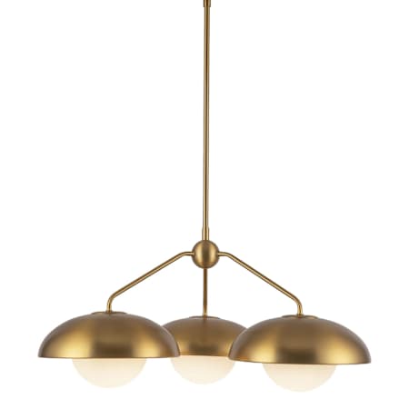 Alora Lighting Rubio 3 Light 28" Wide Chandelier with Opal Glass Shades Aged Gold