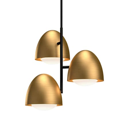 Alora Lighting Kenji 3 Light 24" Wide Chandelier with Opal Glass Shades Aged Gold