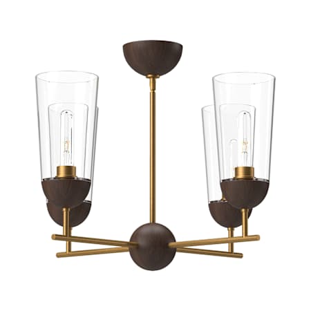 Alora Lighting Emil 4 Light 25" Wide Chandelier Aged Gold / Walnut