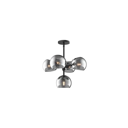 Alora Lighting Willow 5 Light 18" Wide Chandelier with Smoked Glass Shades Matte Black