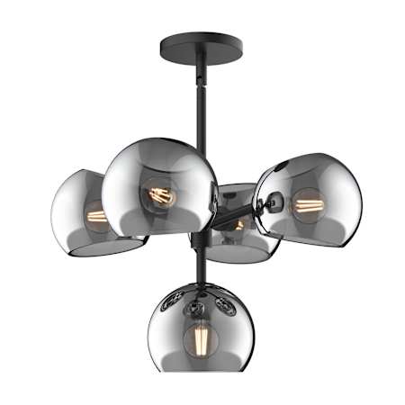 Alora Lighting Willow 5 Light 18" Wide Chandelier with Smoked Glass Shades Matte Black