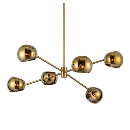 Alora Lighting Willow 6 Light 37" Wide Chandelier with Copper Glass Shades Brushed Gold