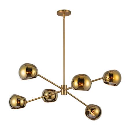 Alora Lighting Willow 6 Light 37" Wide Chandelier with Copper Glass Shades Brushed Gold