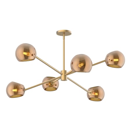 Alora Lighting Willow 6 Light 37" Wide Chandelier with Copper Glass Shades Brushed Gold