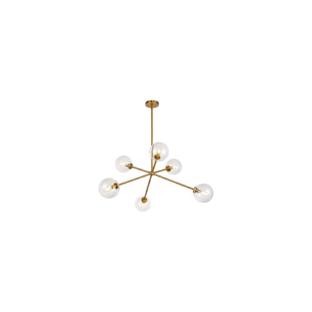 Alora Lighting Cassia 6 Light 40" Wide Sputnik Chandelier Aged Brass / Clear Glass