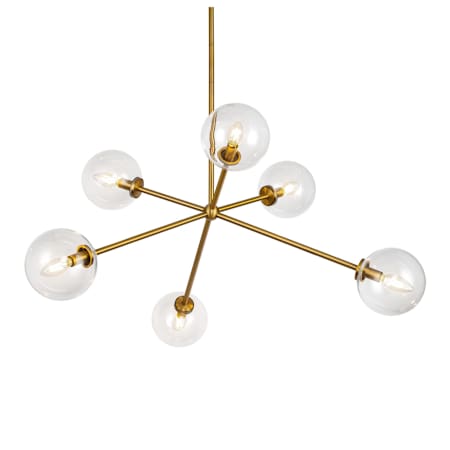Alora Lighting Cassia 6 Light 40" Wide Sputnik Chandelier Aged Brass / Clear Glass