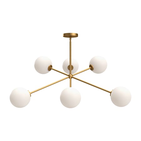 Alora Lighting Cassia 6 Light 40" Wide Chandelier with Opal Glass Shades Aged Gold