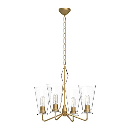 Alora Lighting Salem 4 Light 23" Wide Chandelier with Clear Glass Shades Brushed Gold