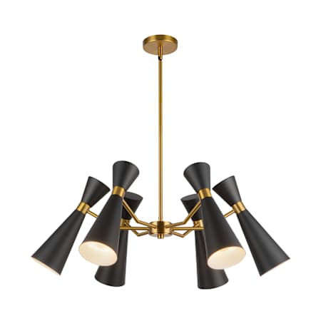 Alora Lighting Blake 6 Light 32" Wide Chandelier Matte Black / Aged Gold