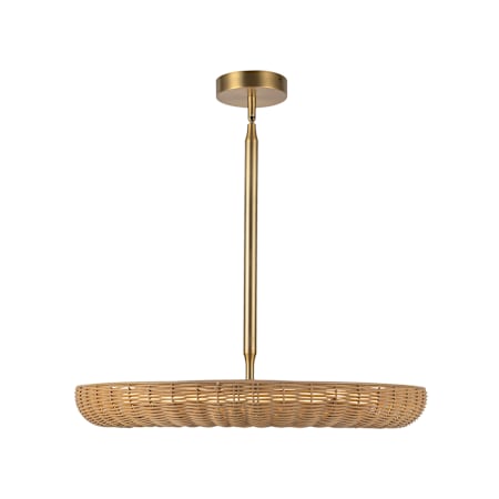 Alora Lighting Maris 24" Wide LED Pendant with Rattan Shade Brushed Gold